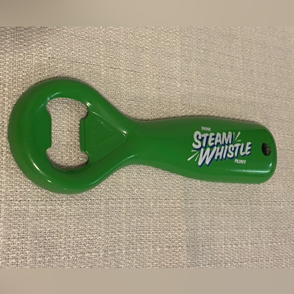 Vintage 2008 Steam Whistle Pilsner Beer Green Metal Bottle Opener New - Picture 1 of 4